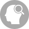 Magnifying glass searching the mind icon