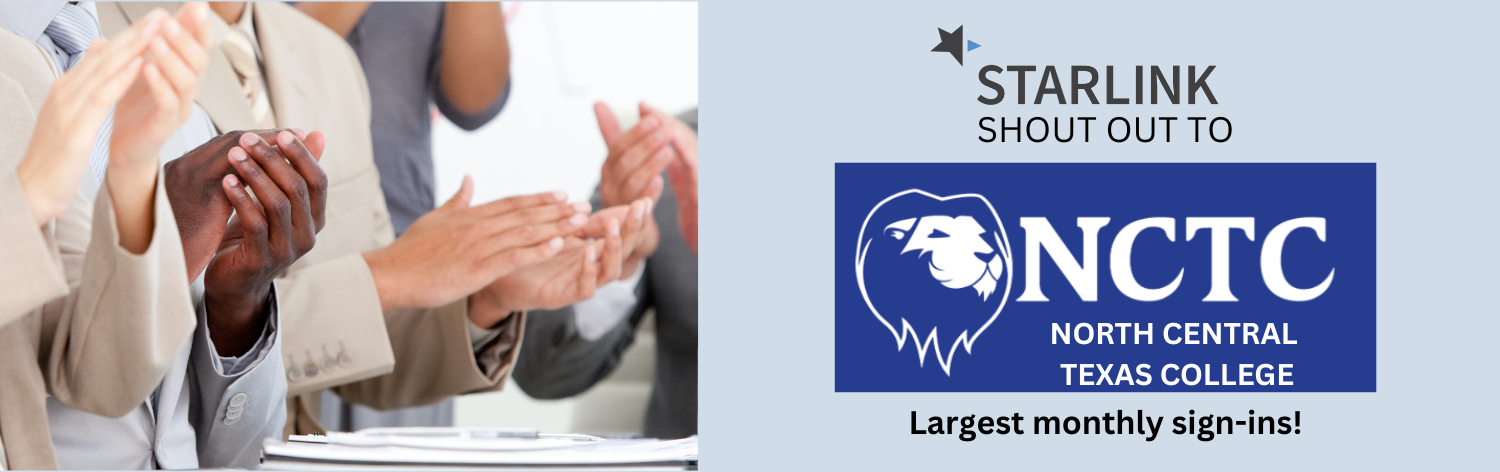 STARLINK shout out to NCTC North Central Texas College, Largest monthly sign-ins!