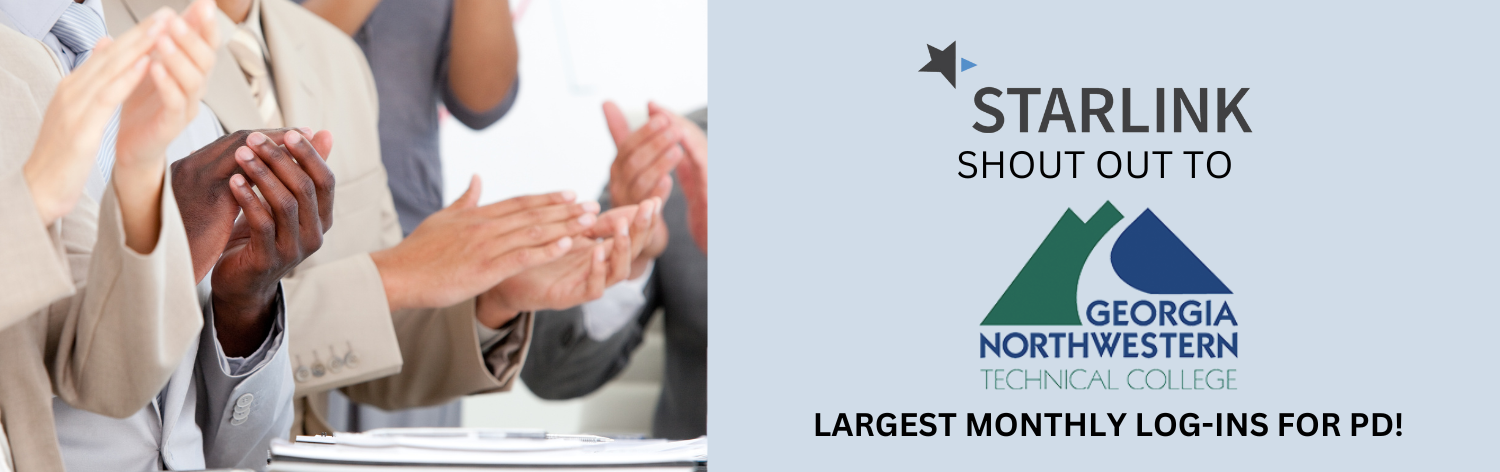 STARLINK shout out to Georgia Northwestern Technical College, Largest monthly sign-ins for PD!