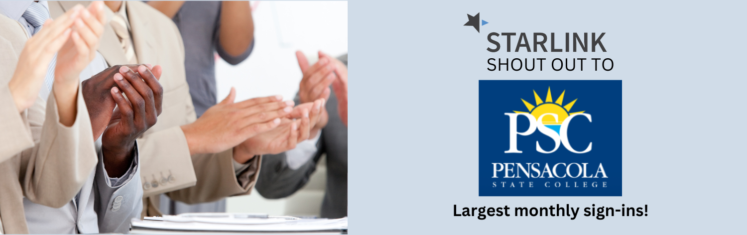 STARLINK shout out to Pensacola State College, Largest monthly sign-ins!