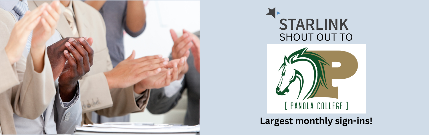 STARLINK shout out to Panola College, Largest monthly sign-ins!
